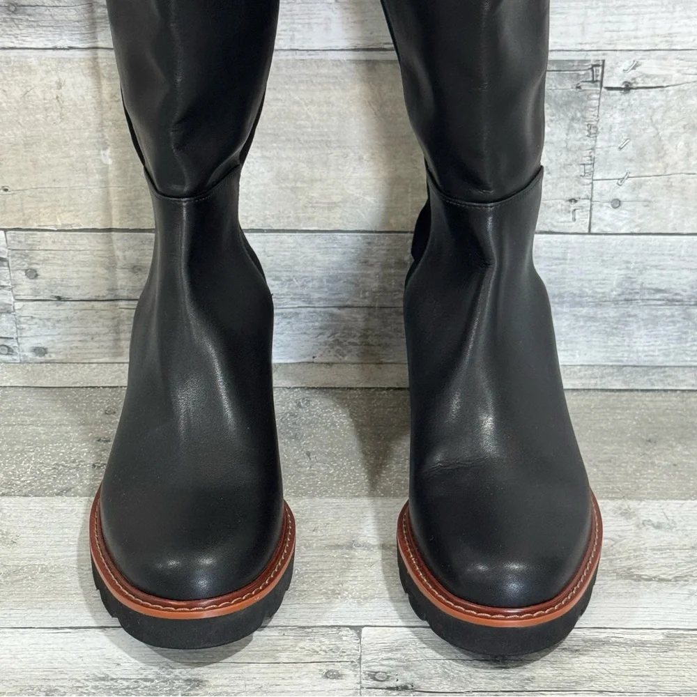 Stuart Weitzman Adrina City OTK Boots In Black Leather/Stretch - Sz - 6B